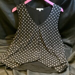 Green Envelope Black and White Polka Dot Blouse